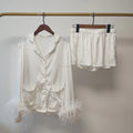 Silk Satin Personalized Gifts Bridesmaid Pyjamas Custom White Black Feather Pajama Set