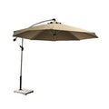 FEAMONT Luxury 3m Outdoor Fabric Parasol Solar LED Sun Shade Cantilever Banana Hanging Umbrella Waterproof for Garden Use