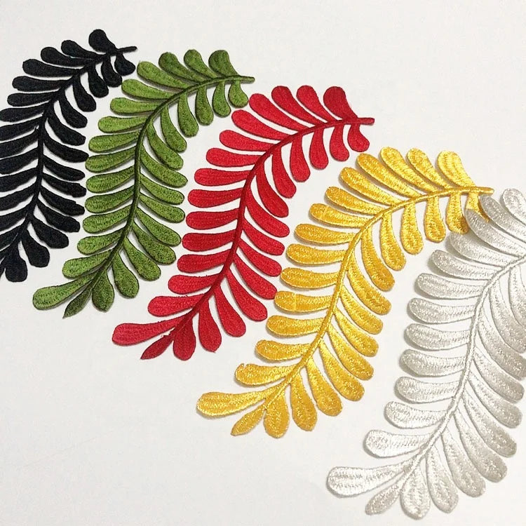 Fashion Leaves Style Hot-fix Embroidery Lace Applique Patch Multi Colors LT2690A