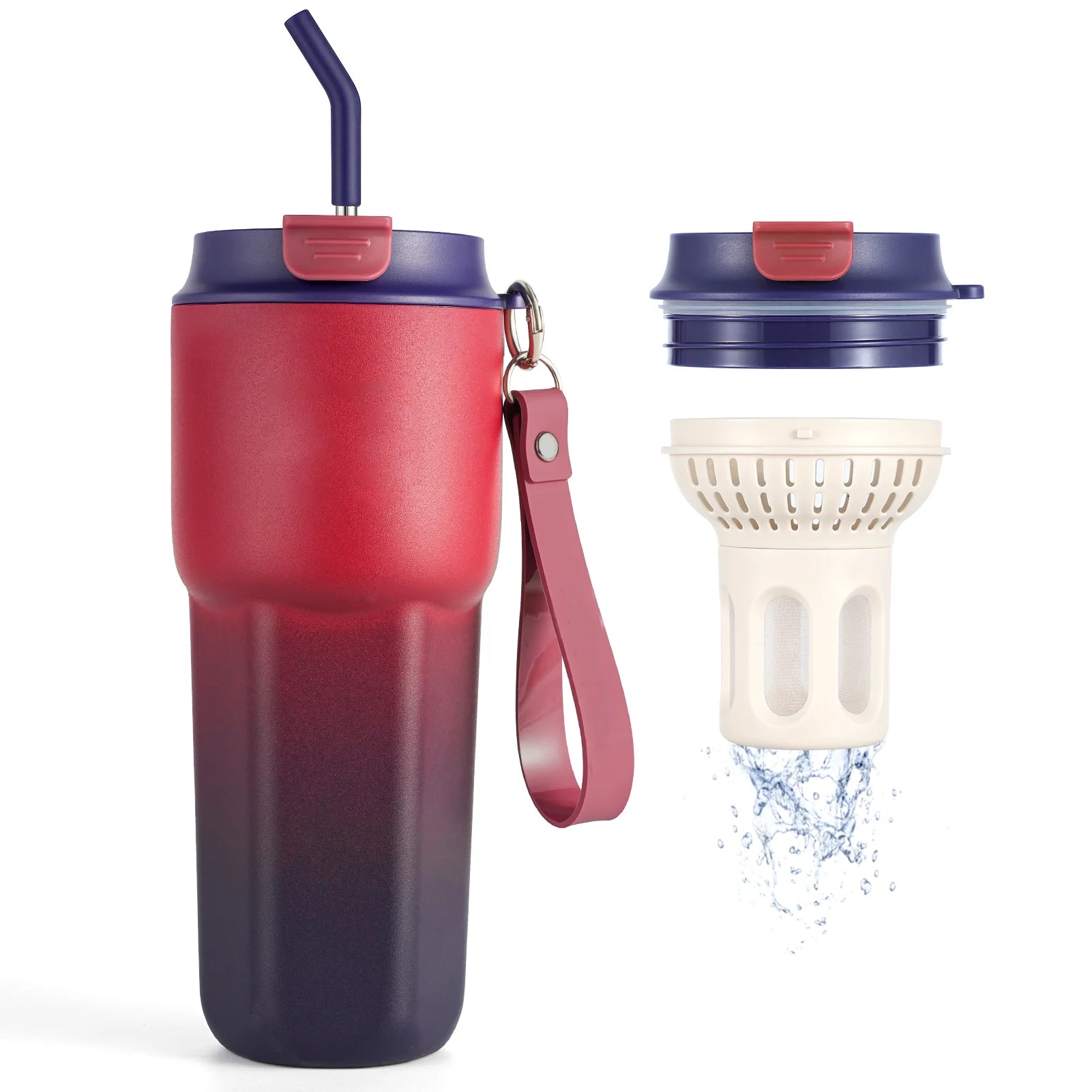 Patent 20oz Stainless Steel Tumblers Thermos Coffee Cup Leakproof Lid Water Bottle With Tea Storehouse Insulated Coffee Mug