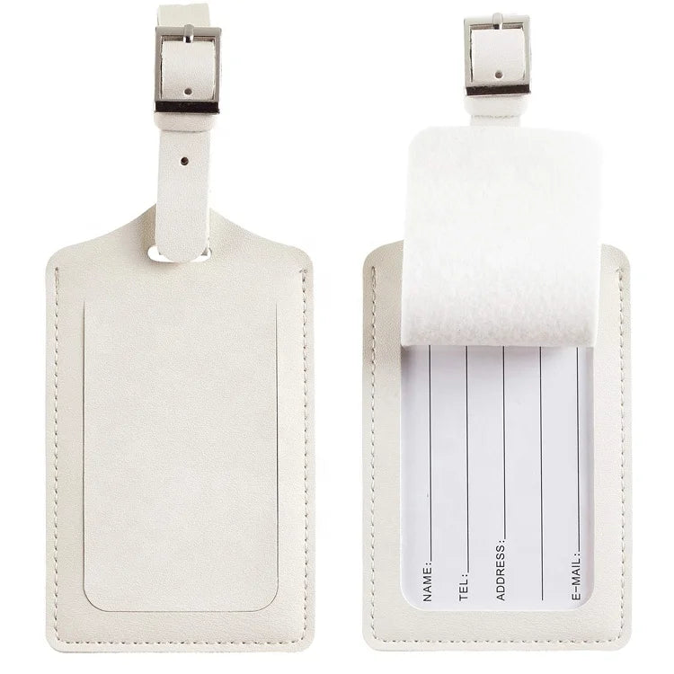 Minet Travel Handbag Airline Address Labels Custom Logo Baggage Suitcase Bag PU Leather Tag Koffer Label Luggage Tags for Brand