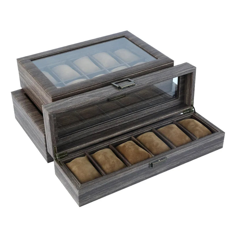 6 Slot Antique Leather Light Luxury Jewelry Bracelet Watch Display Holder Box Case Organizador De Relojes Caja Reloj