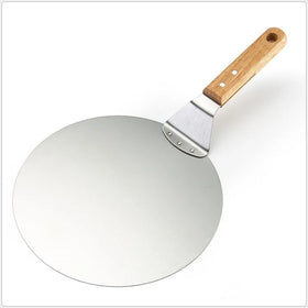 12 and 10 Inch Stainless Steel Round Pizza Peel Shovel with Wooden Handle