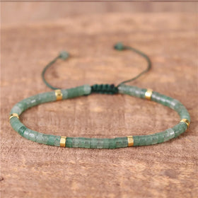 Custom 2 X 4mm Dainty Bracelet Semi-precious Flat Beaded Handwoven Fashion Adjustable Bracelet for Women