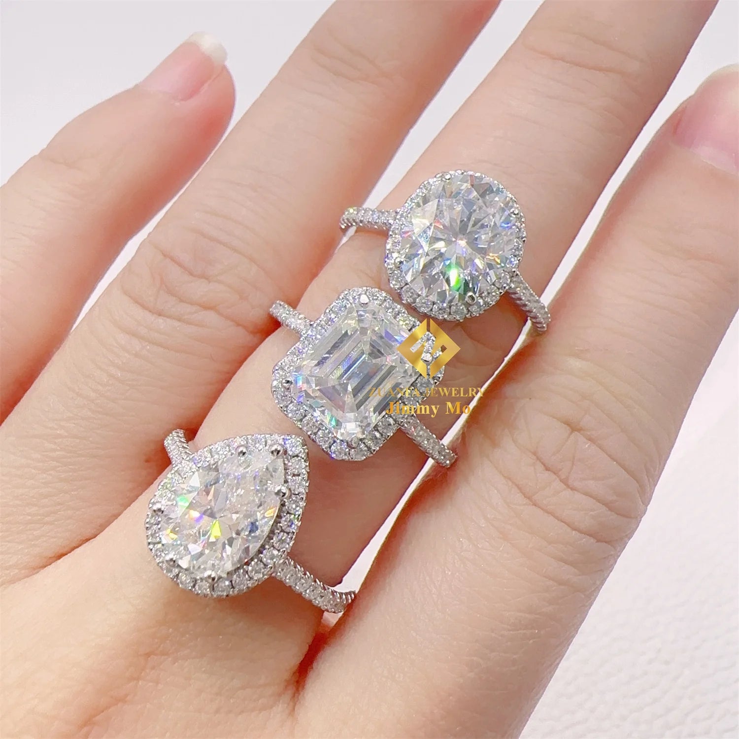 Promotion Price Gorgeous Women Style White Gold Plated 925 Silver Wedding Bridal Moissanite Engagement Ring