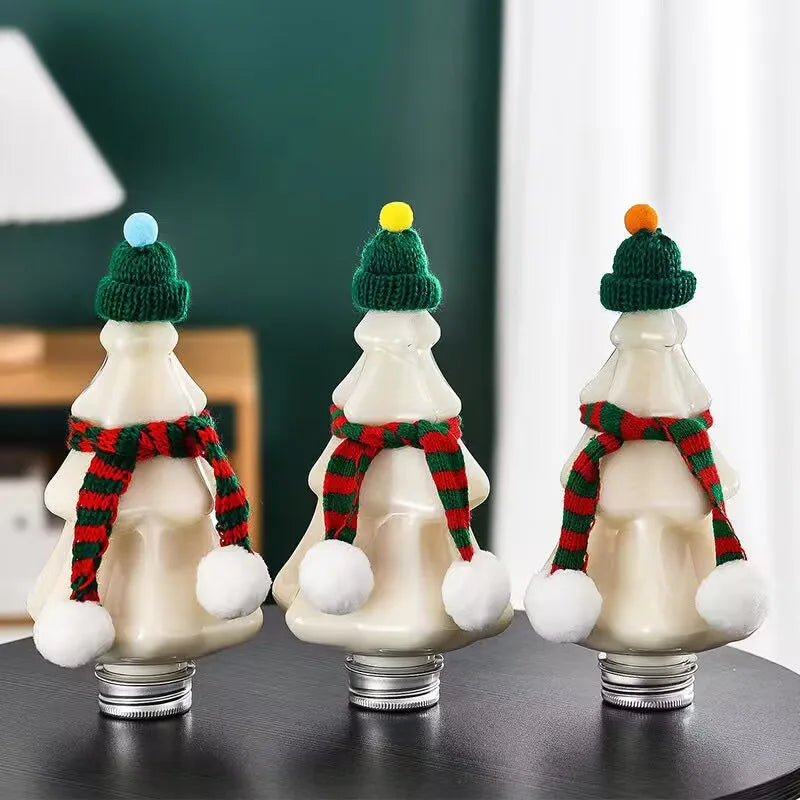 400ml Christmas Decoration Drink Plastic Bottle Transparent Design Christmas Shape Plastic Bottle 14 oz