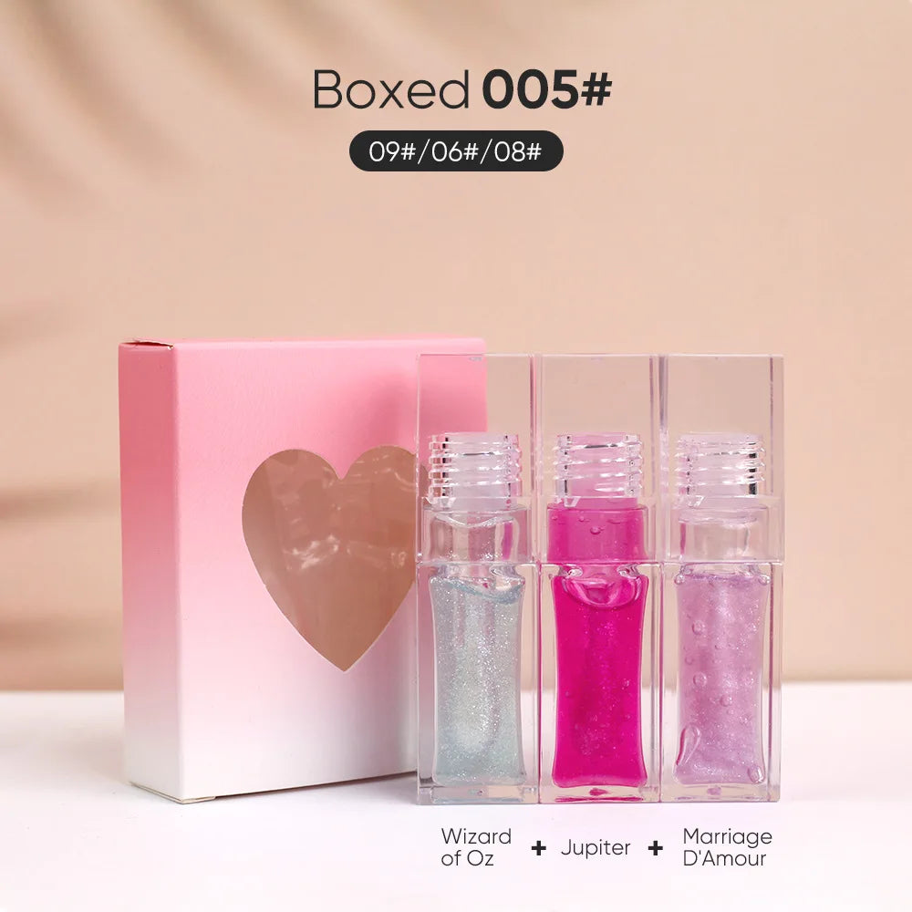 Private Label Lip Oil Kit Vitamin E Coconut Oil Custom Logo Makeup Lip Kit Vegan Fruit Lip Plumper Oil Gift Set Color-changing