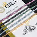 925S Silver  Moissanite Chain 18k Gold Plated 3mm Mosan Yellow Blue Green Color Diamond Hip Hop Tennis Chain Bracelets for Men