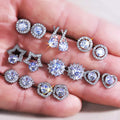 Huitan Different Shapes Design Party Gifts Zircon Bling Bling Stud Earrings Beautiful Women Shiny Jewelry Earrings 2021