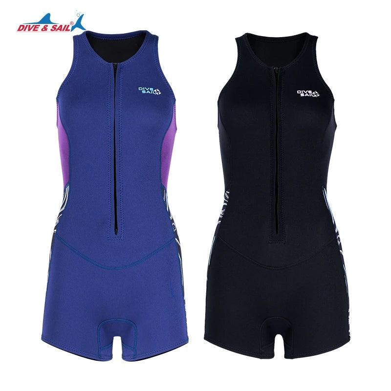 DIVE&SAIL Unisex Neoprene Waterproof Plus Size Surfing Freediving Snorkeling Long Wetsuit Front Zip 2MM