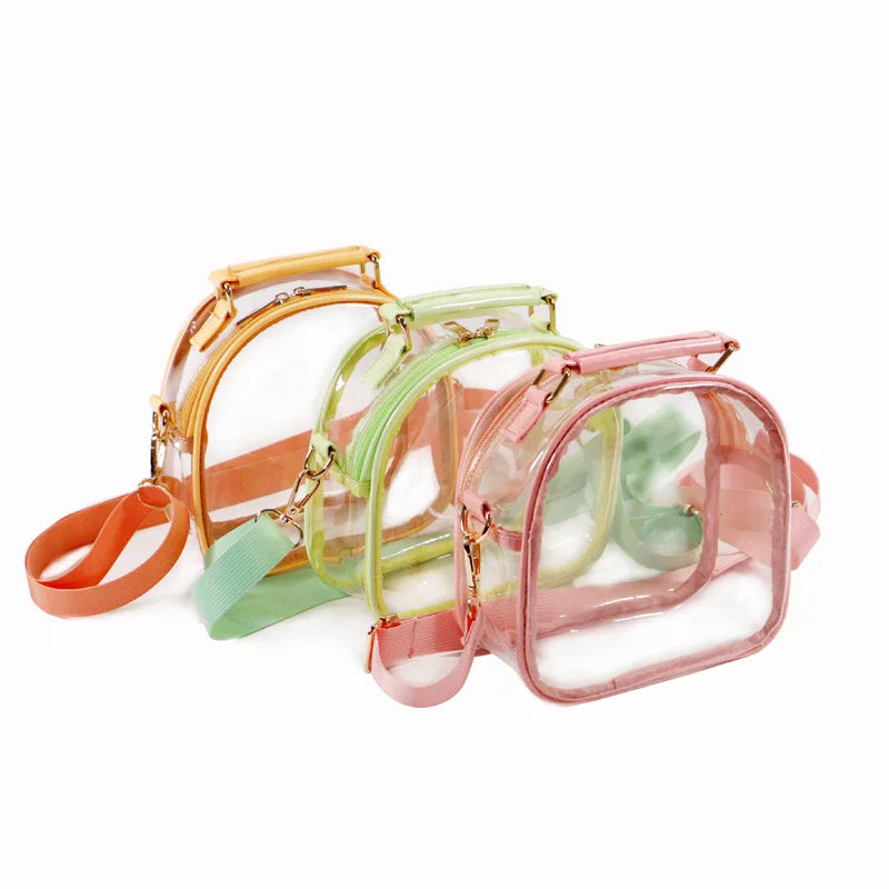 Transparent PVC Jelly Women's Fashion Venue Subway Nosecurity Check Singleshoulder Crossbody Bag Ita Bag