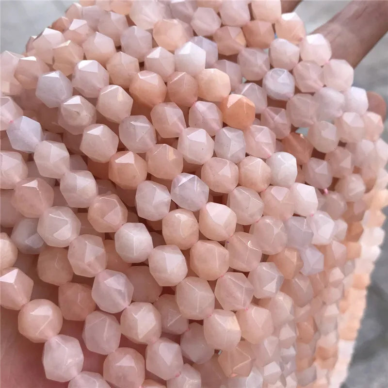 15 Inches 4/6/8/10mm Natural Faceted Pink Aventurine Stone Loose Beads for DIY Jewelry Making