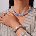 Yoga Natural Stone Big Stone Elastic Bracelet Necklace Healing Natural Stone Purple Agate Necklace Handmade Jewelry