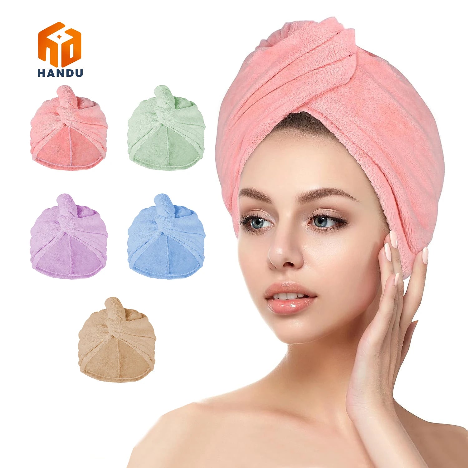 Custom logo Personalized Super Absorbent Quick Dry Soft Magic Turban Microfiber Hair Towel Wrap Turban