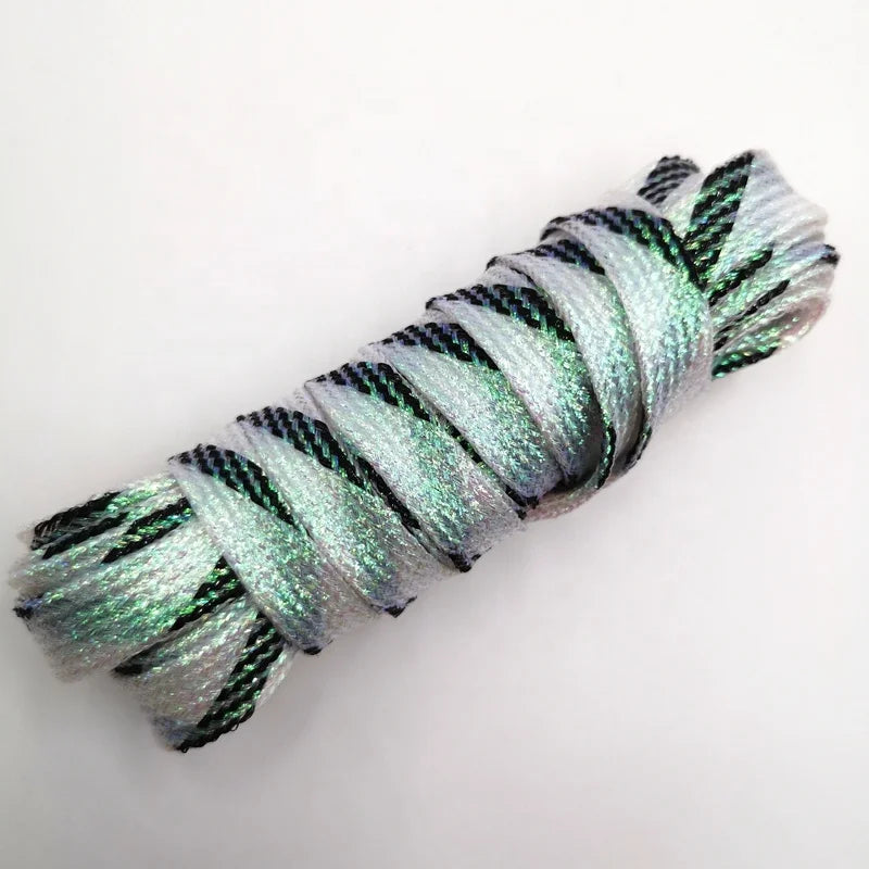 High Purchase Rate Crazy Fat Silver Metallic Glitter Fancy Flat Pair Luminous Shoelaces 10mm Width Factory Wholesale