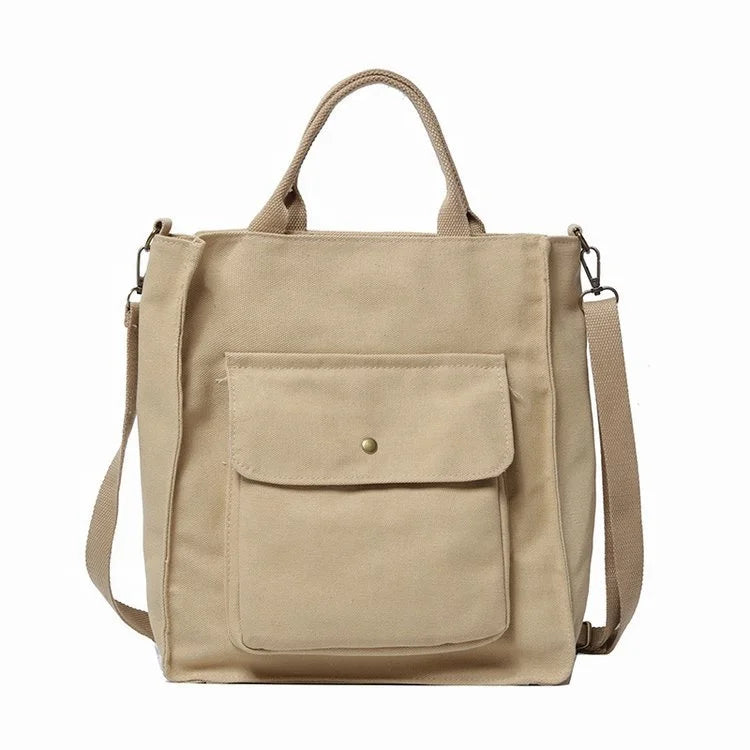 Women Vintage Shopping Bags Zipper Girls Casual Tote Canvas Bag