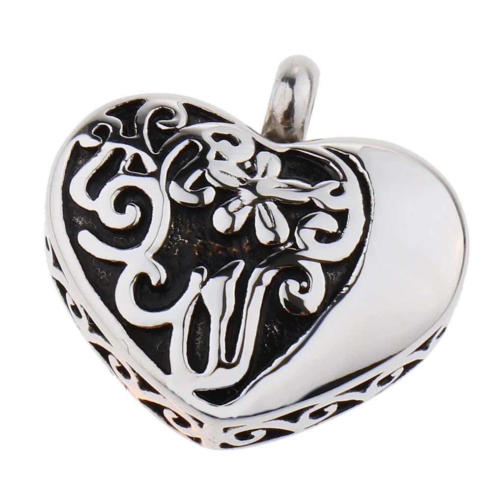 Stainless Steel Cremation Ash Urn Necklace Celtic Heart Claddagh Pendant Pet Human Memento Flower Keepsake Celtic Holder Urn