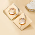 New Arrived Ladies Gold Plated Square Drop Earrings White Resin Geometric Earrings Exaggerated Jewelry