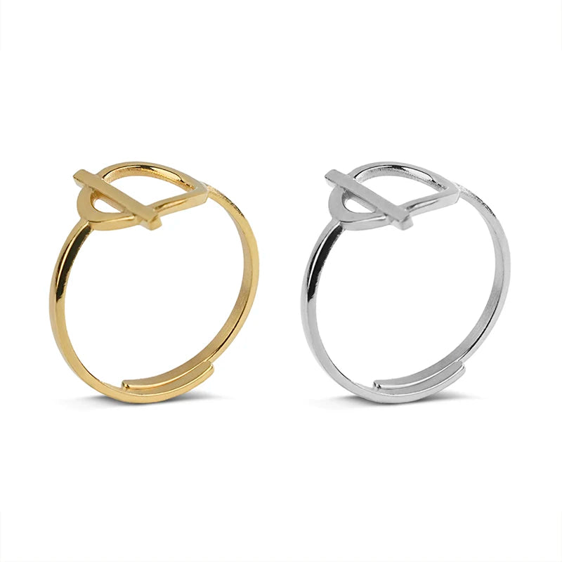 New Trend Stainless Steel Highly Polished Gold and Silver Two Tone Adjustable OT Buckle Thin Ring