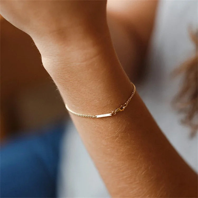 Woman Simple  Stainless Steel Jewelry Bracelet Charm Bracelet Couple Bracelet