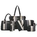 6 Pieces Every Day Aesthetic Adorable Zip up Tartan Plaid Canvas Tote Bag Purse Set with Pockets