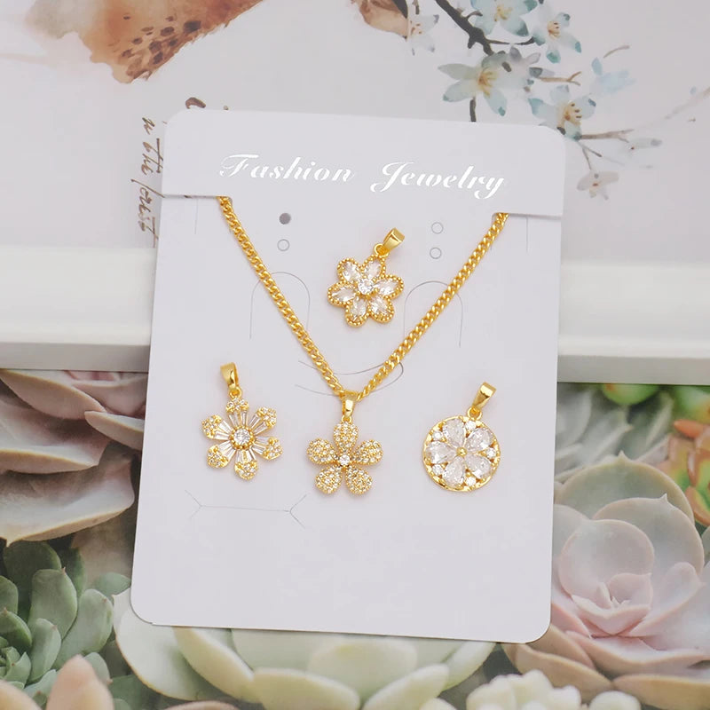 JXX JDZ-159 Custom Pendant Necklace for Women 24K Gold Classic Style Fashion Jewelry Bead Brass Material Zircon for Children