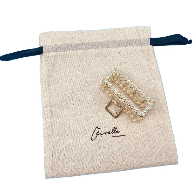 2026 Custom Logo Organic Cotton Bags Shopping Pouch Canvas Drawstring Dust Bag for Handbag