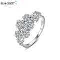 LUOTEEMI AAA Cubic Zirconia Flower  Engagement Ring Women Diamond AAAAA CZ Ring for Girls