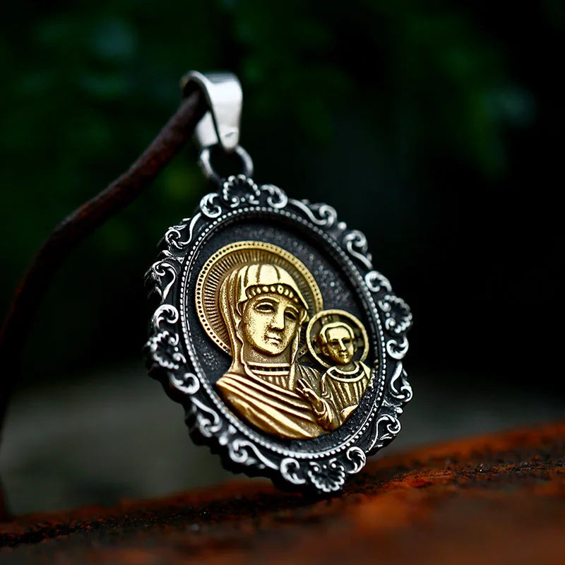 SS8-883P Steel Soldier Religious Jesus Mother Stainless Steel  Our Lady Virgin Mary Jewelry Man or Woman Pendant