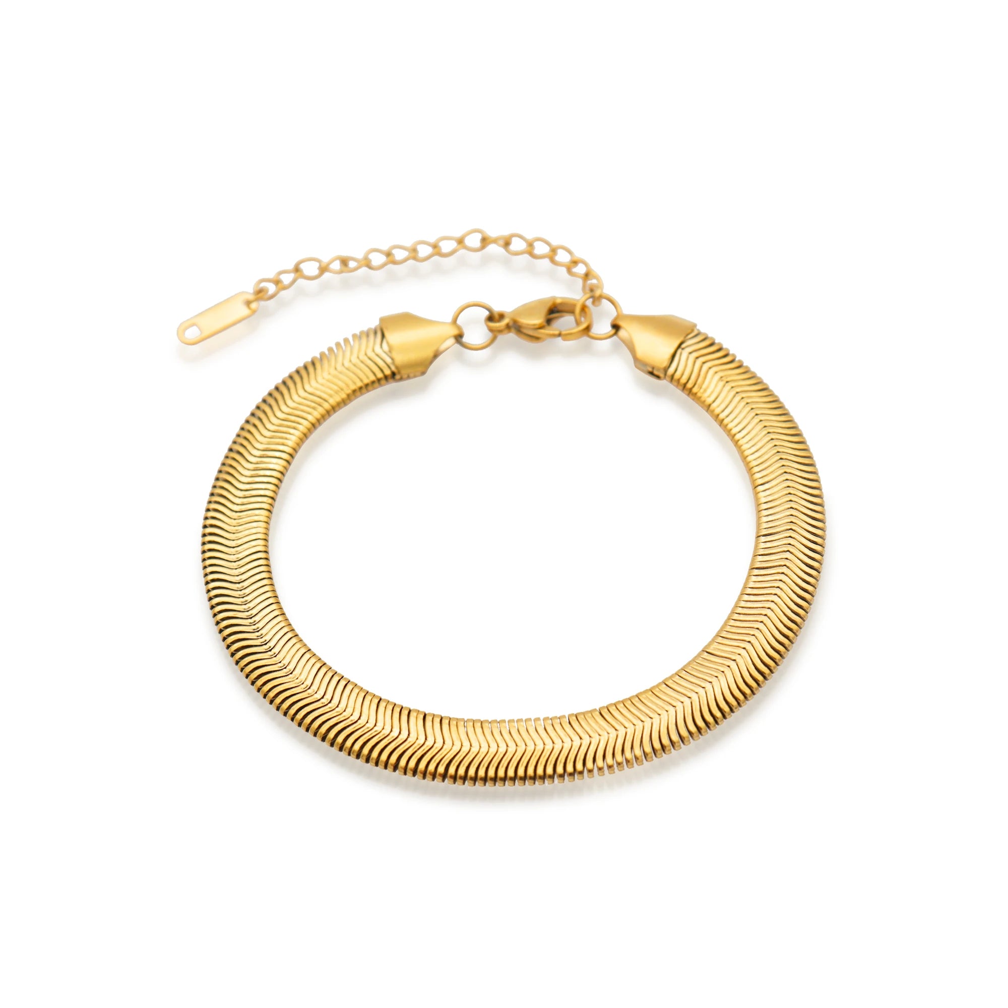 Chris April Fashion Jewelry Simple Design 316L Stainless Steel PVD Gold Plated Fashionable Snake Chain Bracelet