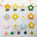 Assorted Enamel Flower Charms Gold Tone Alloy Daisy Happy Face Blossom Mix for Bracelet and Dangle Earrings MegaBDM