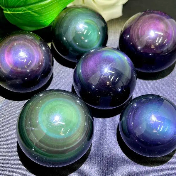 Wholesale Rainbow Obsidian Spheres Christmas Crystal Rainbow Obsidian Balls for Unique Decor and Meditation