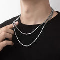 Wholesale Custom 4MM Unique Design Necklace Rhombic Bamboo Square Chain Necklace Stainless Steel for Men Women