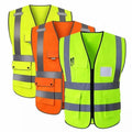 Security Jacket Construction High Visibility Multi Pockets Colorful Reflective Safety Work Vest