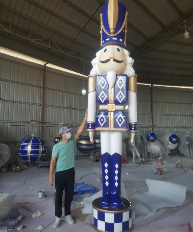 Fiberglass Resin Sculpture Figurines Navidad Decor Outdoor Large Giant 12ft Life Size Christmas Nutcracker Soldier Decorations