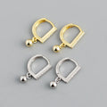 Zircon Pave Earrings D Letter 925 Silver Ear Buckle with Bead Gold Plated Pendant Hoop Earrings for Women