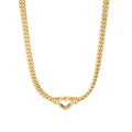 New Trend 14K Gold Plated Jewelry Stainless Steel Cuban Chain Hollow Heart Necklace Wedding Love Heart