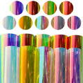 Holographic Translucent TPU Plastic Vinyl Film Laser Waterproof Synthetic Leather Neon Colors Fabric for Bag/Background Decorate