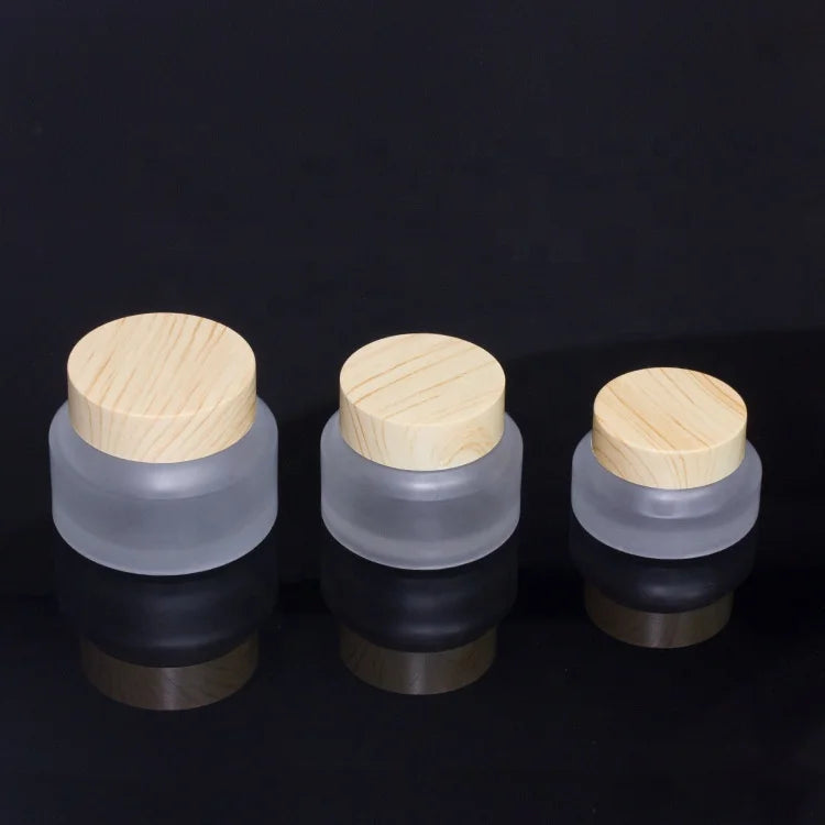 Factory Price 15 g 30 g 50 g Frosted Glass Cream Container Bamboo Packaging Empty Cosmetic Bamboo Lid Cream Jar