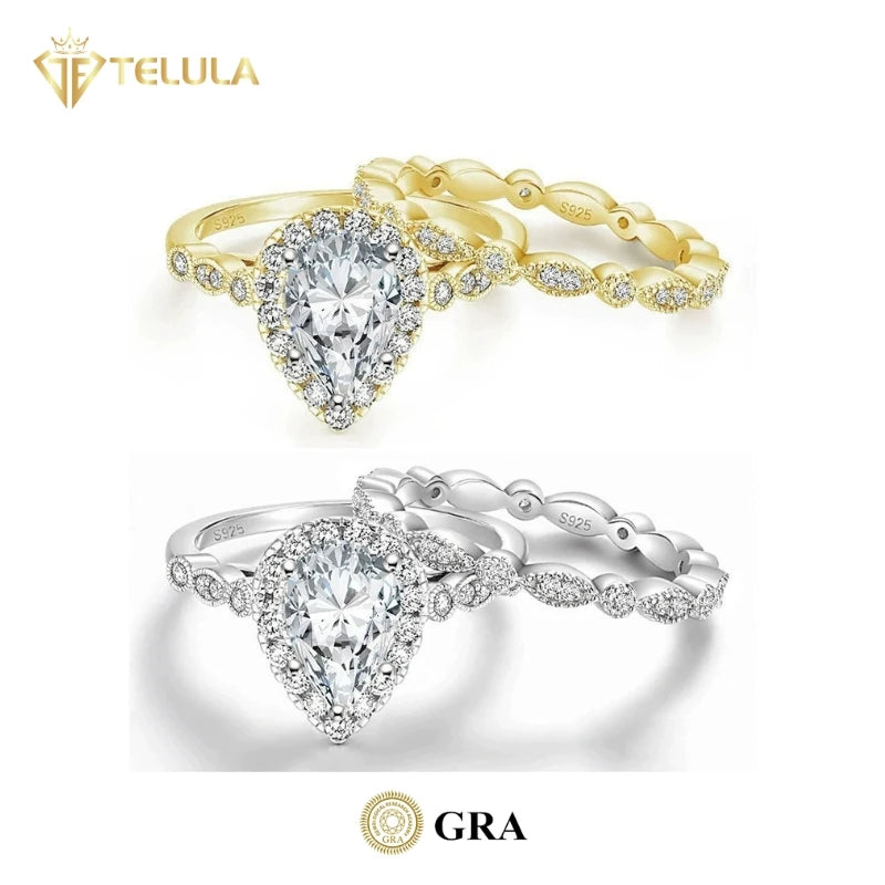 TELULA 925 Silver Jewelry Wedding Rings Moissanite Rings Diamond Wedding Jewelry S925 Sterling Silver Ring