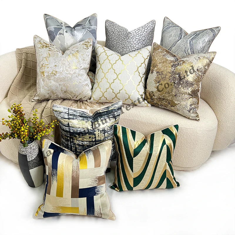 Hot Selling Custom Silky Solid Eco-Friendly Decorative Abstract Jacquard Cushion Throw Pillow Cover Cases 45x45cm 50x50cm Home