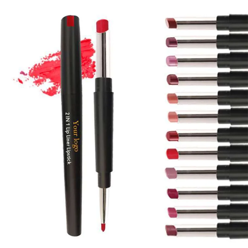 Best Selling Cruelty-Free High Pigment Waterproof Matte Red Lip Liner 2-in-1 Matte Lip Liner Lipstick Custom