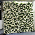 LFB1622-green Back 8ft X 8ft Green and White Wedding Artificial Silk Flower Wall Panel Backdrop