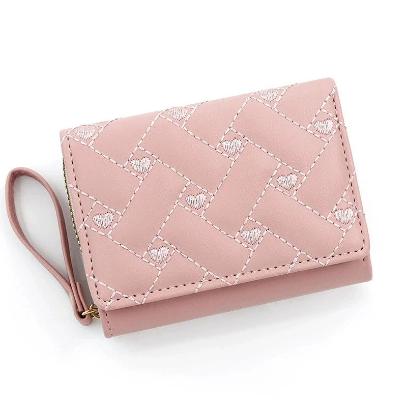 SG0556 Solid Color New Trendy Quality Ladies Wallets and Purses Women Cheap Purses Online Sale Knitted Purse with Hearts Patten