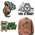Low MOQ Various Design Washable Eazy Money Famous Hustle Bear Heat Transfer Cute Bear Male Female Plastisol Stickers for T-shirt