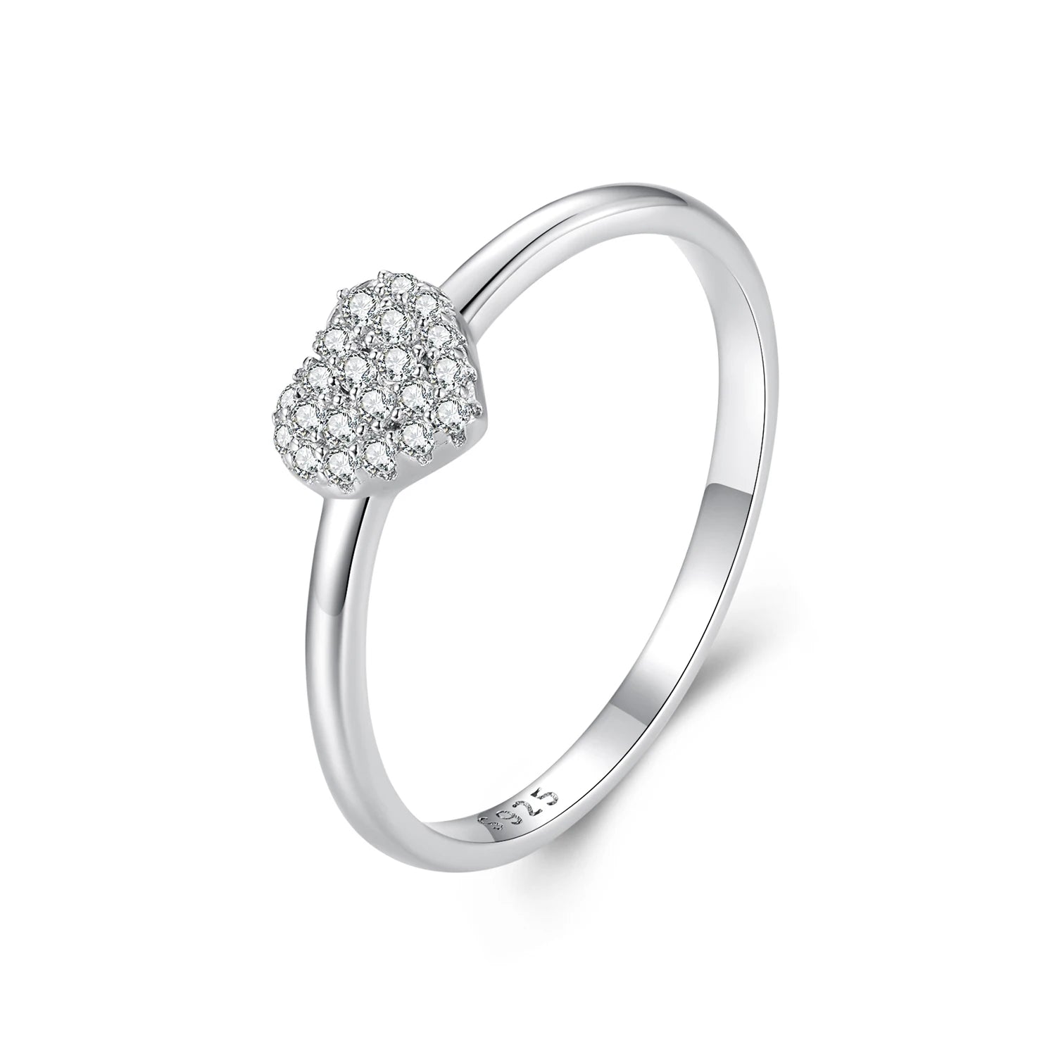 1 Minimalist 925 Sterling Silver Full Insert 1MM VVS1 GRA Moissanite Heart Rings Fine Romantic Couples Jewelry for Women Gifts