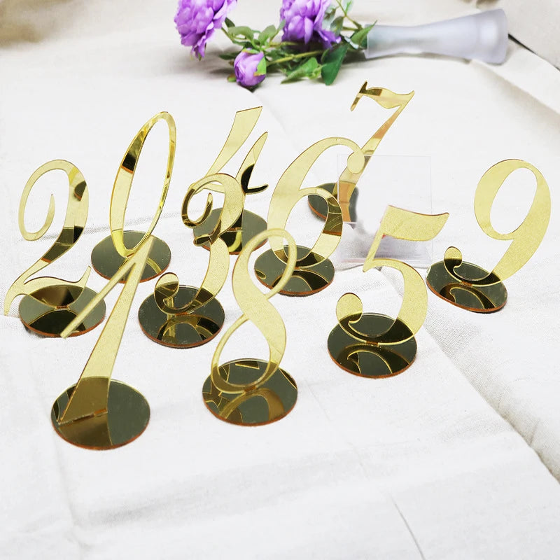 Wholesale Customizable Gold Silver Mirror Acrylic Table Numbers for Weddings Party Supplies Decoration Restaurant Hotel