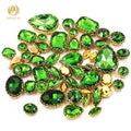 HFOUR Wholesale Mixed Shape 3D Glass Crystal Rhinestones Grass Green Lace Claw Sew-On Technique Loose Jewelry Making 16 Facets
