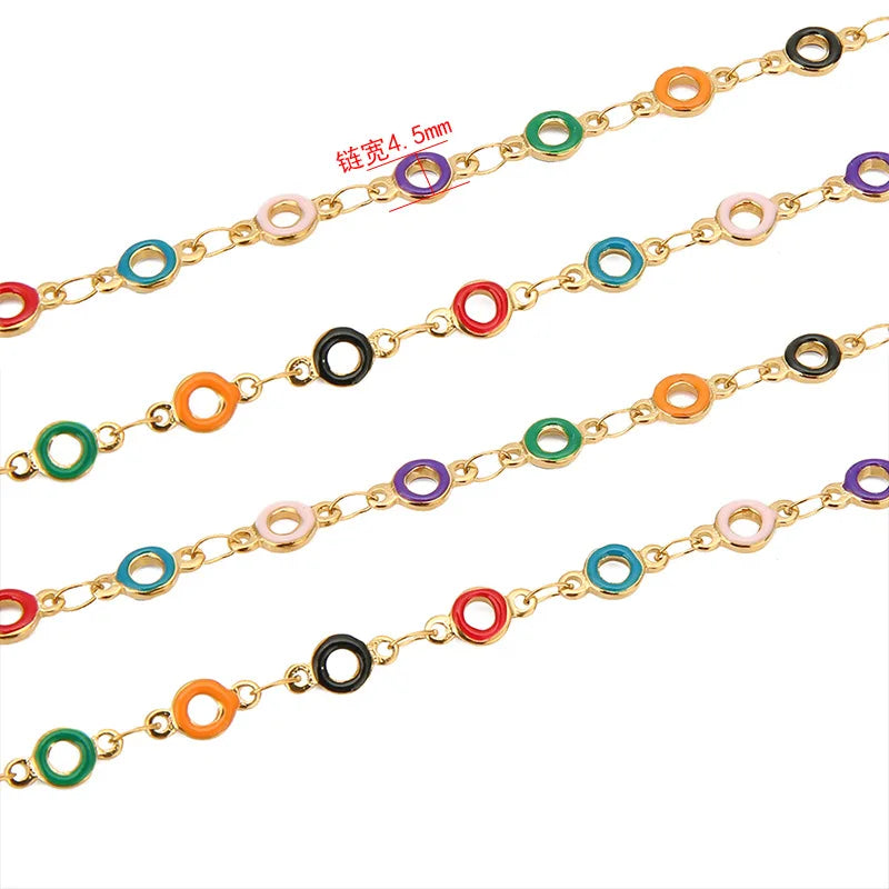4.5mm Circle Dripping Oil Chain Cross-Border Bohemian Vintage Style Body Chain Gold Stainless Steel Necklace Chains for Jewelry