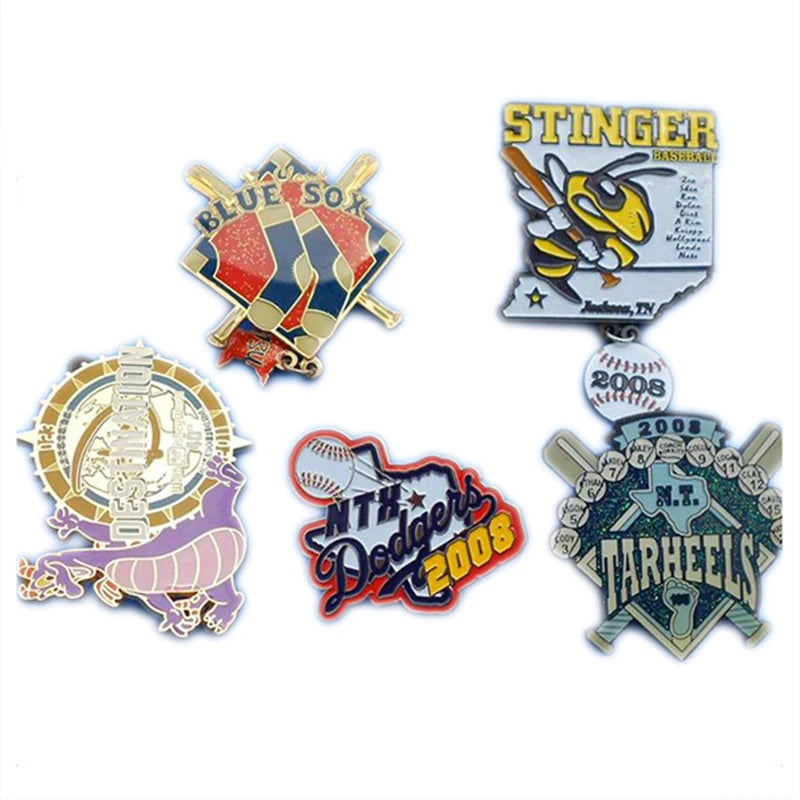 Baseball Pins Custom Brand Design Soft Hard Enamel Lapel Pins Baseball Soccer Sport Assorted Suit Cross Themed Plated